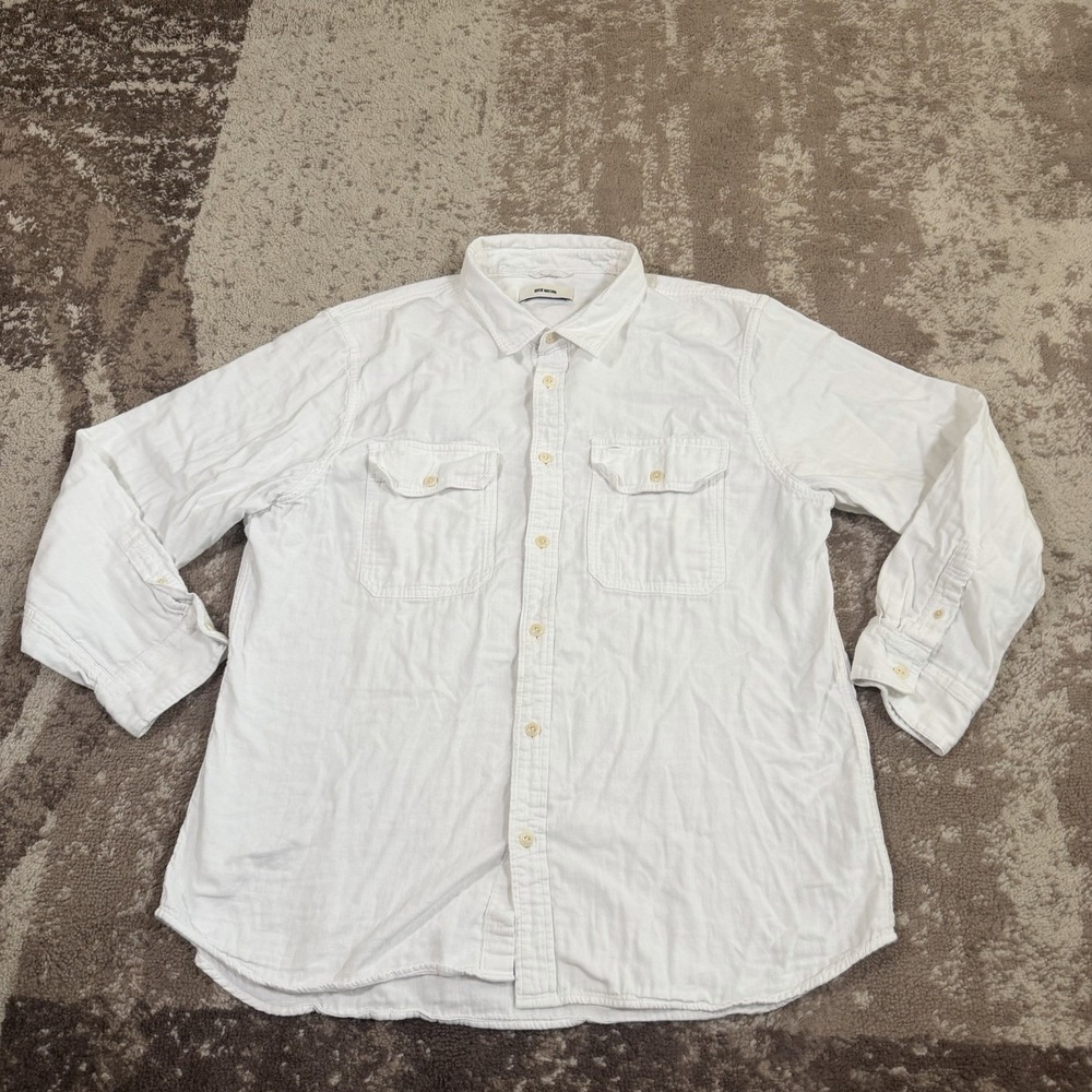 Buck Mason Shirt Mens 2XL White Double Pocket Classic Fit Utility Long Sleeve